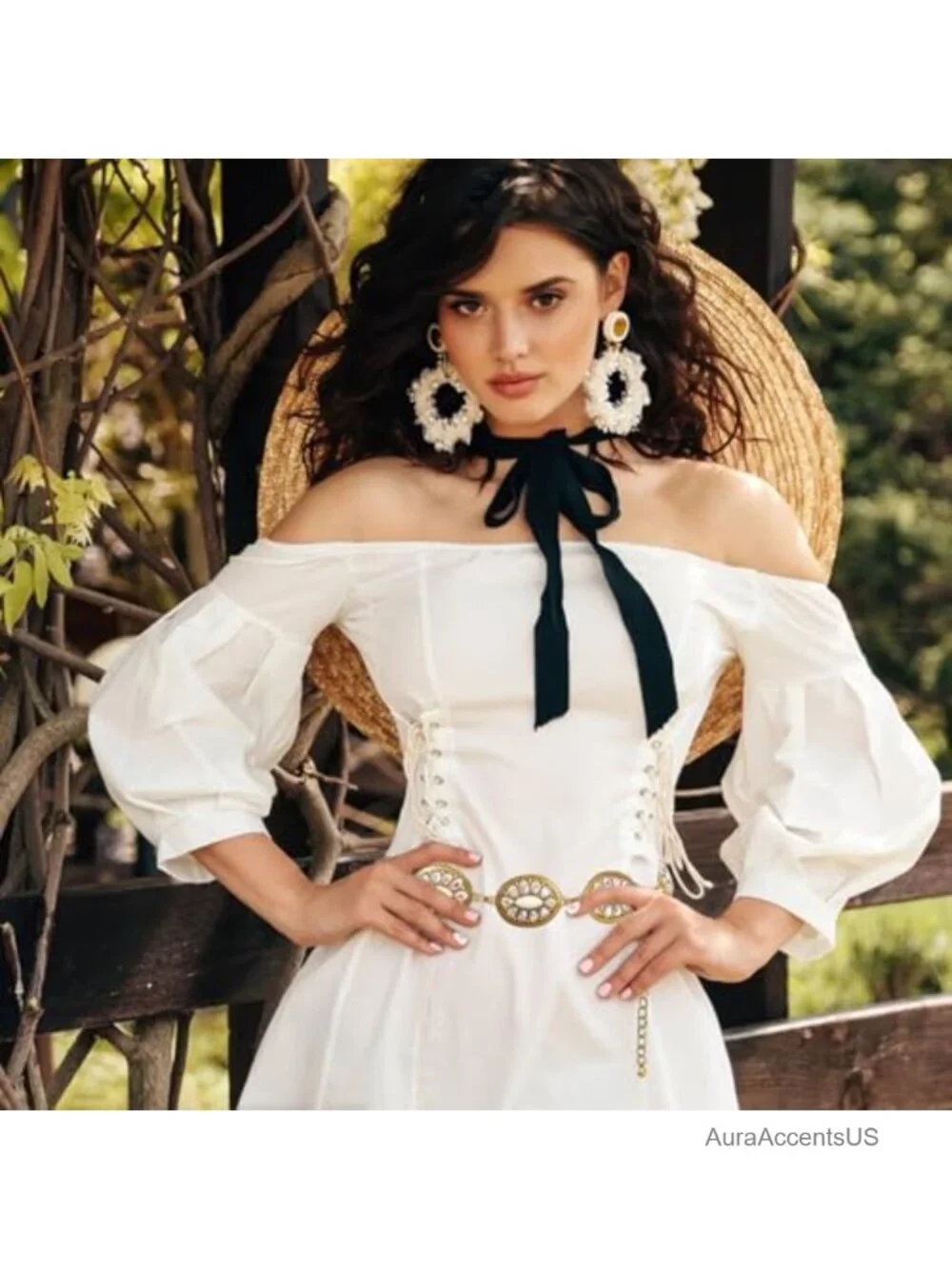 Turquoise Concho Chain Waist Belt, Western Cowgirl Metal Belt for Dresses &